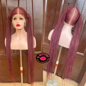 AFRICAN BRAIDED TWO PONYTAIL CONROW WIG ON FULL LACE